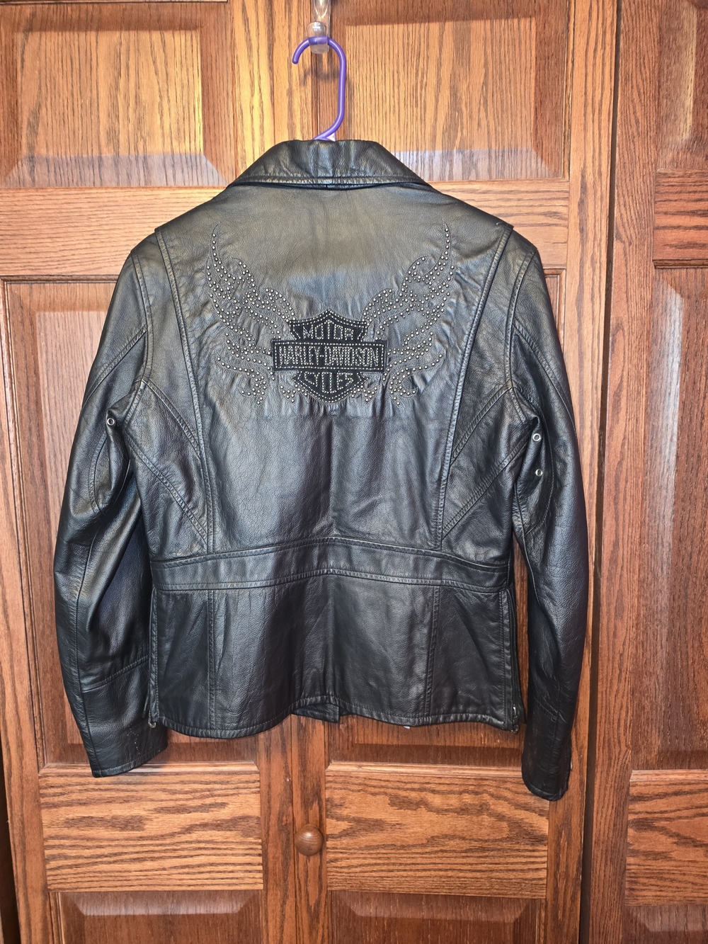Harley-Davidson Black Studded Wing Logo Leather Jacket
